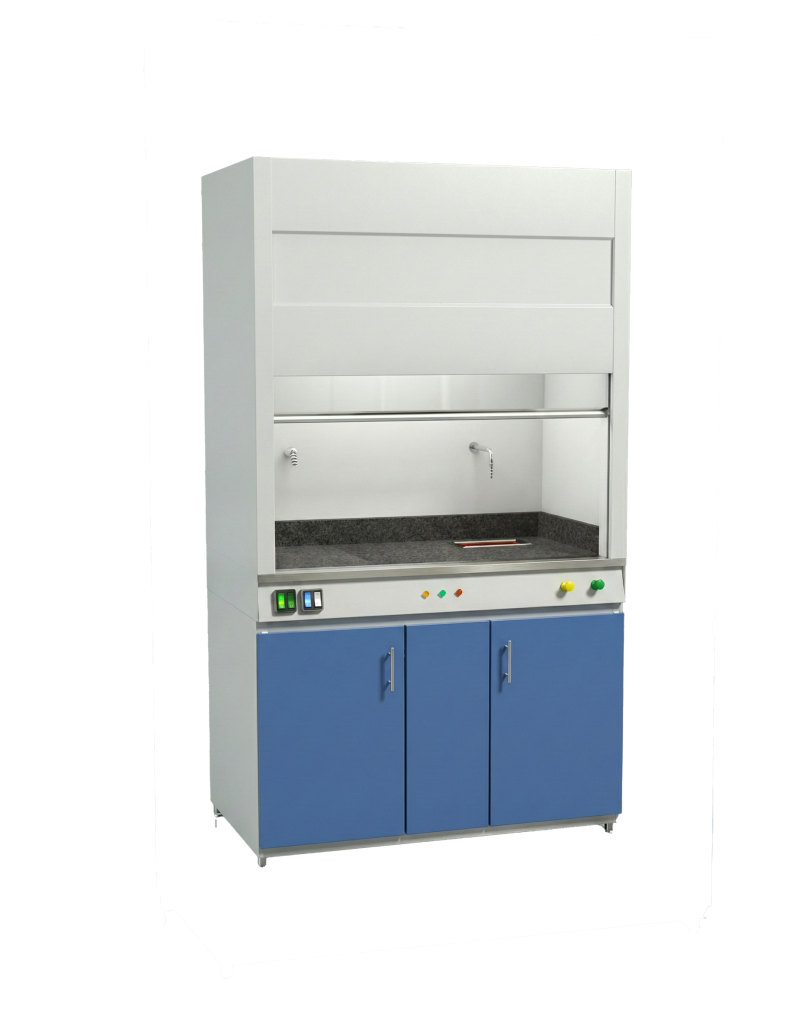 خزانة طرد الغازات الكيميائية (Fume Hood) مقاومة للأحماض بتصميم مخصص لمختبرات البوليمر وفق معيار ASHRAE 110.